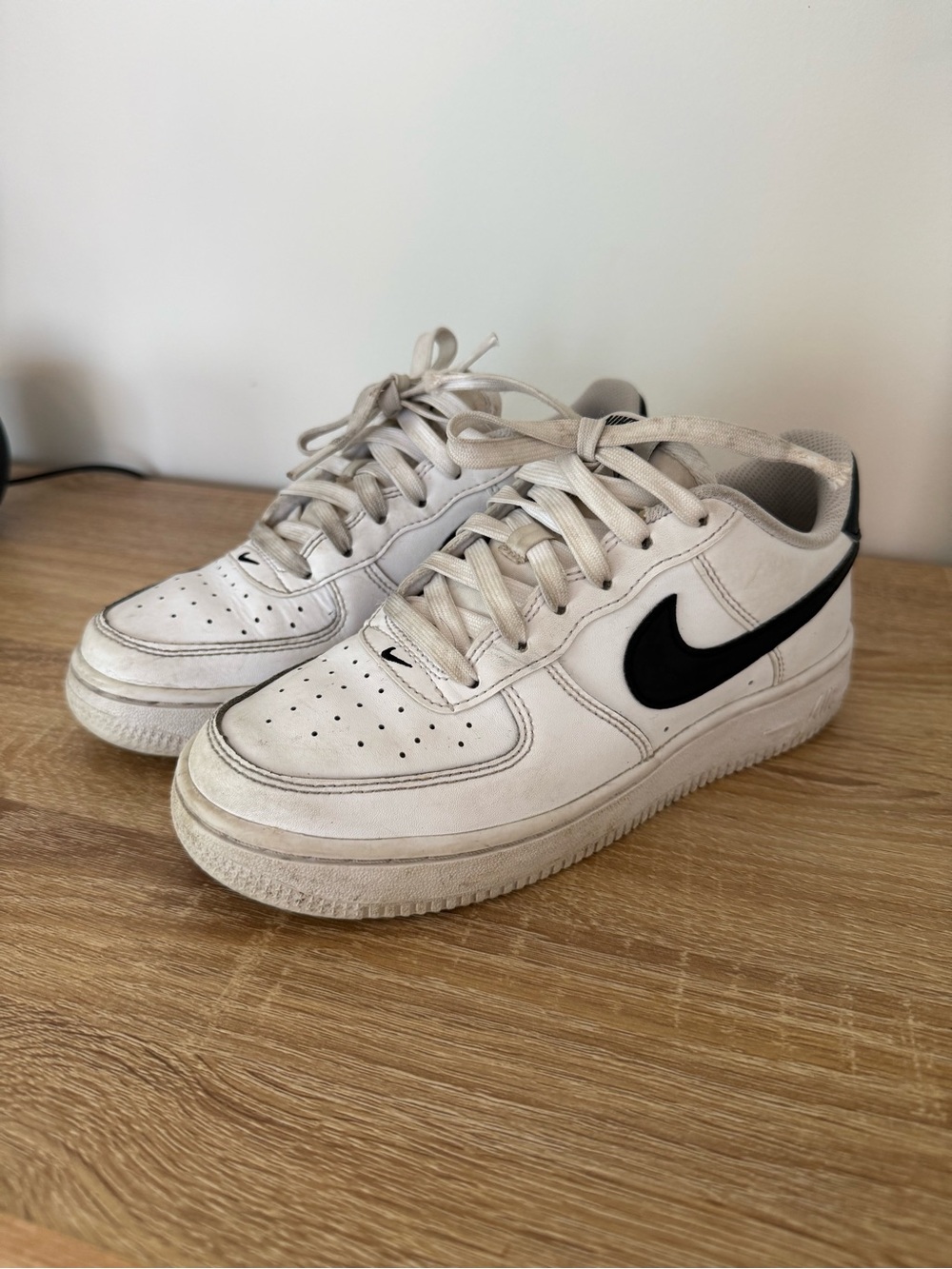 Boys Nike Air Force One Low Sneakers with Black Swoosh